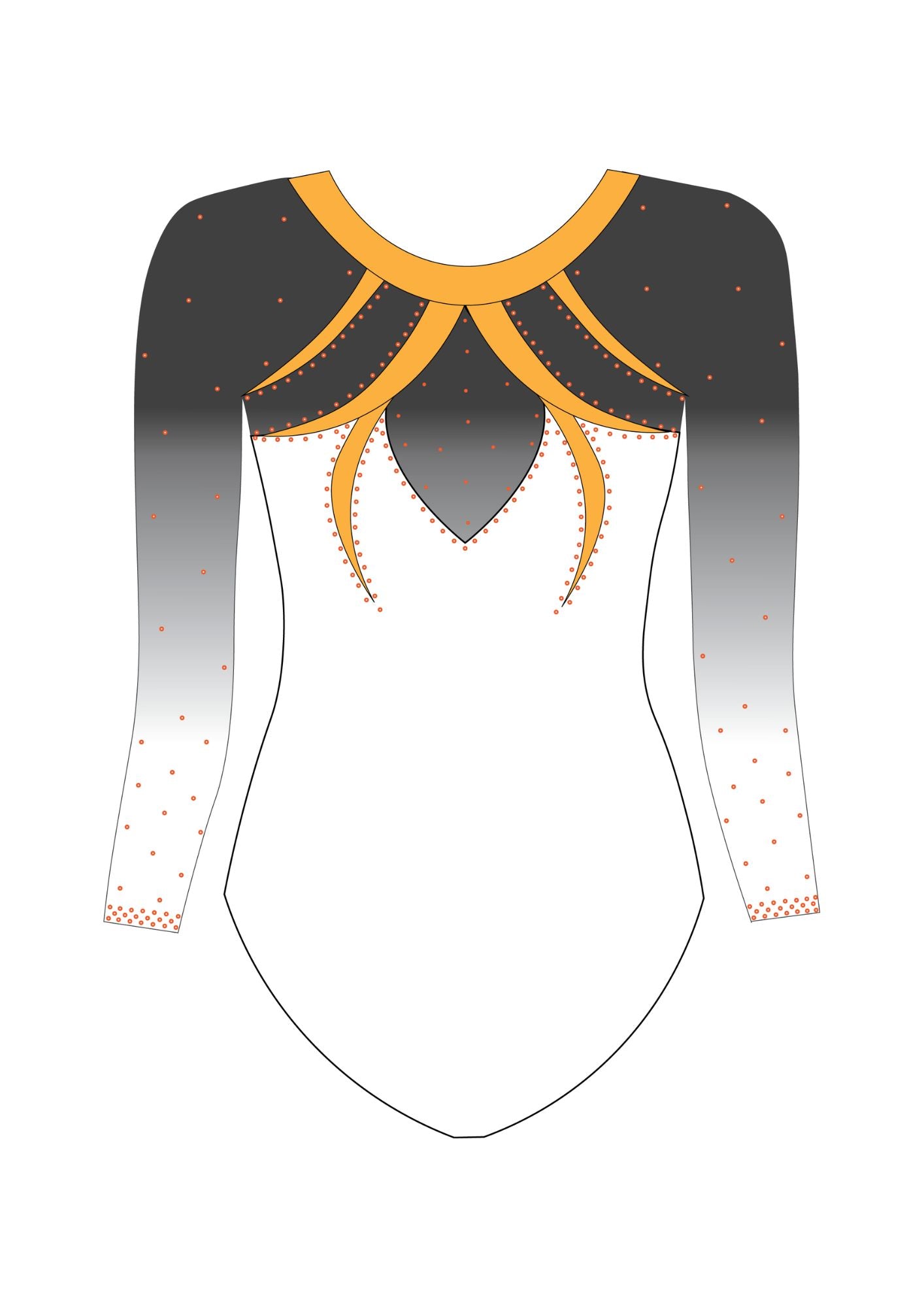 custom leotard, white leotard, yellow leotard, speranza, rhinestones, shiny leotard, long sleeve leotard