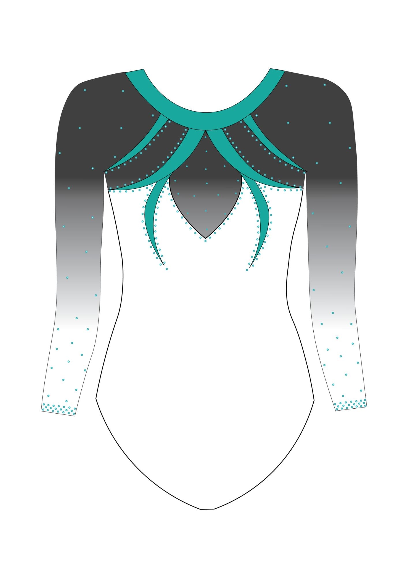 custom leotard, white leotard, blue leotard, speranza, rhinestones, shiny leotard, long sleeve leotard
