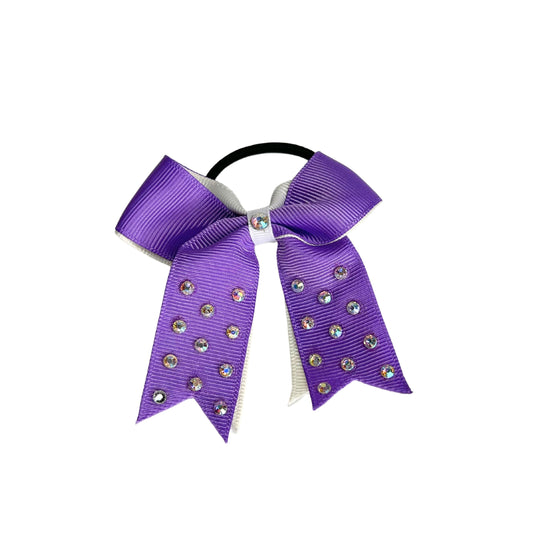 gymnastics bows, purple bows, shiny bows, rhinestones