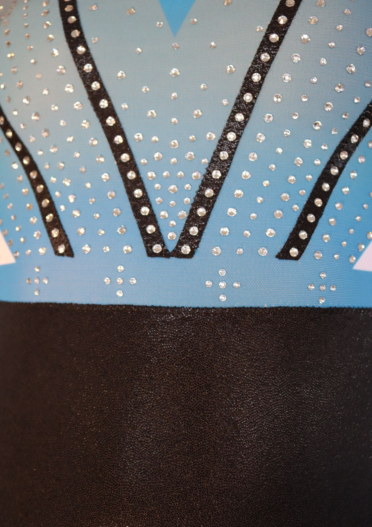 competition leotard, blue leotard, tumbling, long sleeve leotard, rhinestones, shiny leotard