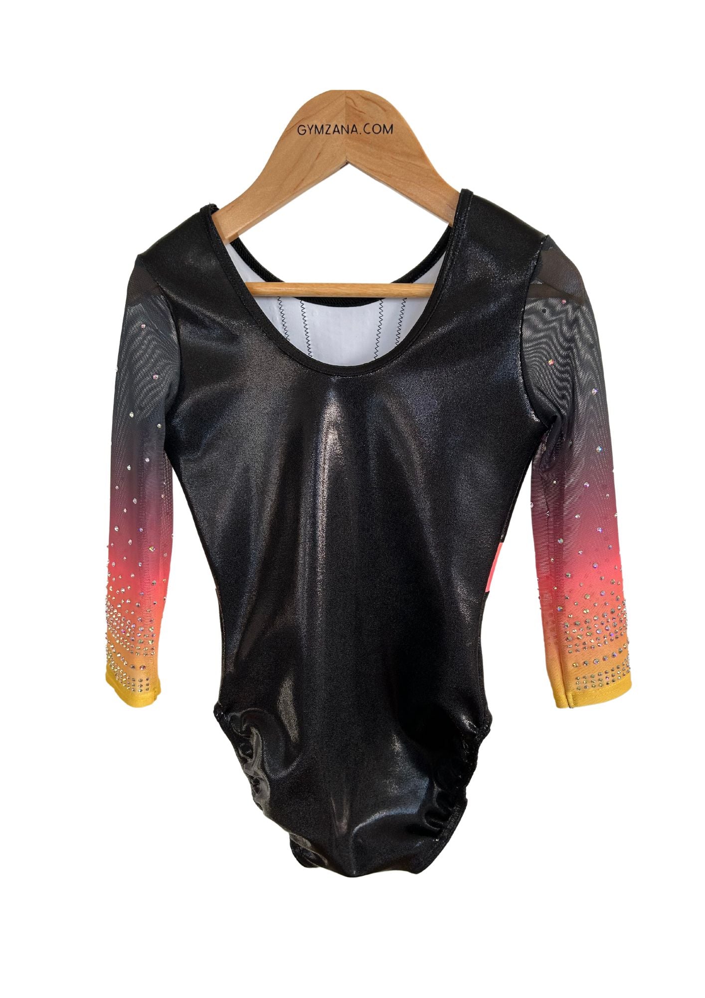 custom leotard, competition leotard, black leotard, pink leotard, long sleeve leotard, rhinestones, shiny leotard