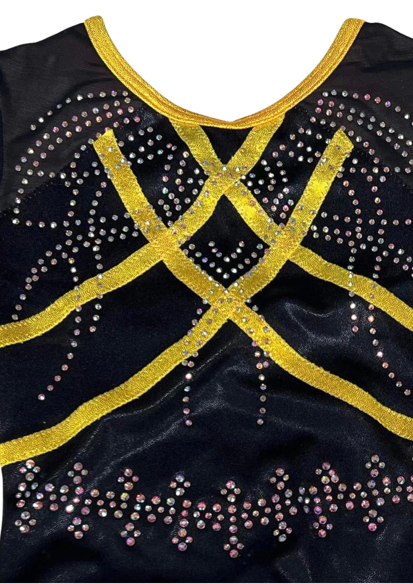 custom leotard, black leotard, yellow leotard, long sleeve leotard, shiny leotard