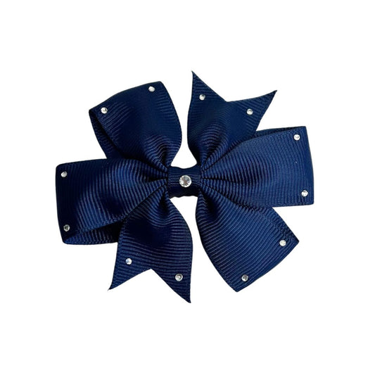 gymnastics bows, blue bows, shiny bows, rhinestones