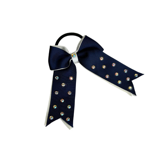 gymnastics bows, blue bows, shiny bows, rhinestones