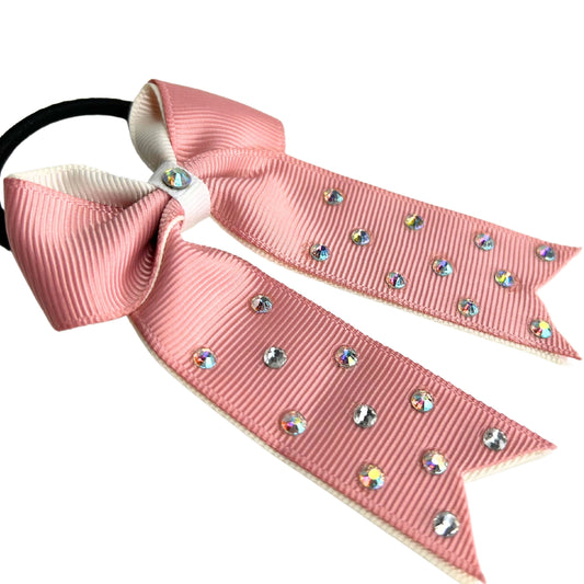 gymnastics bows, pink bows, shiny bows, rhinestones