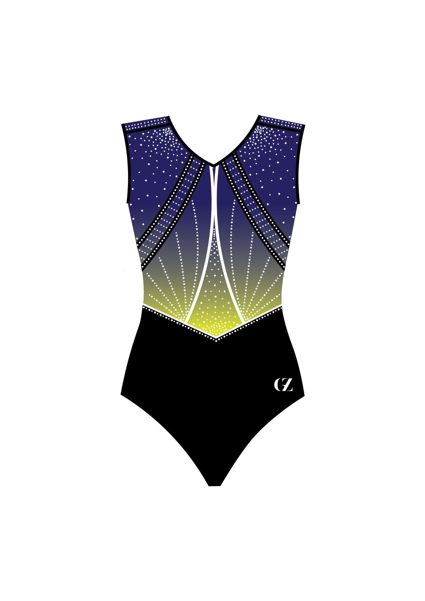 gymnastics leotard for girl, blue and green gradient, perfect for gymnasts in trainings and competitions