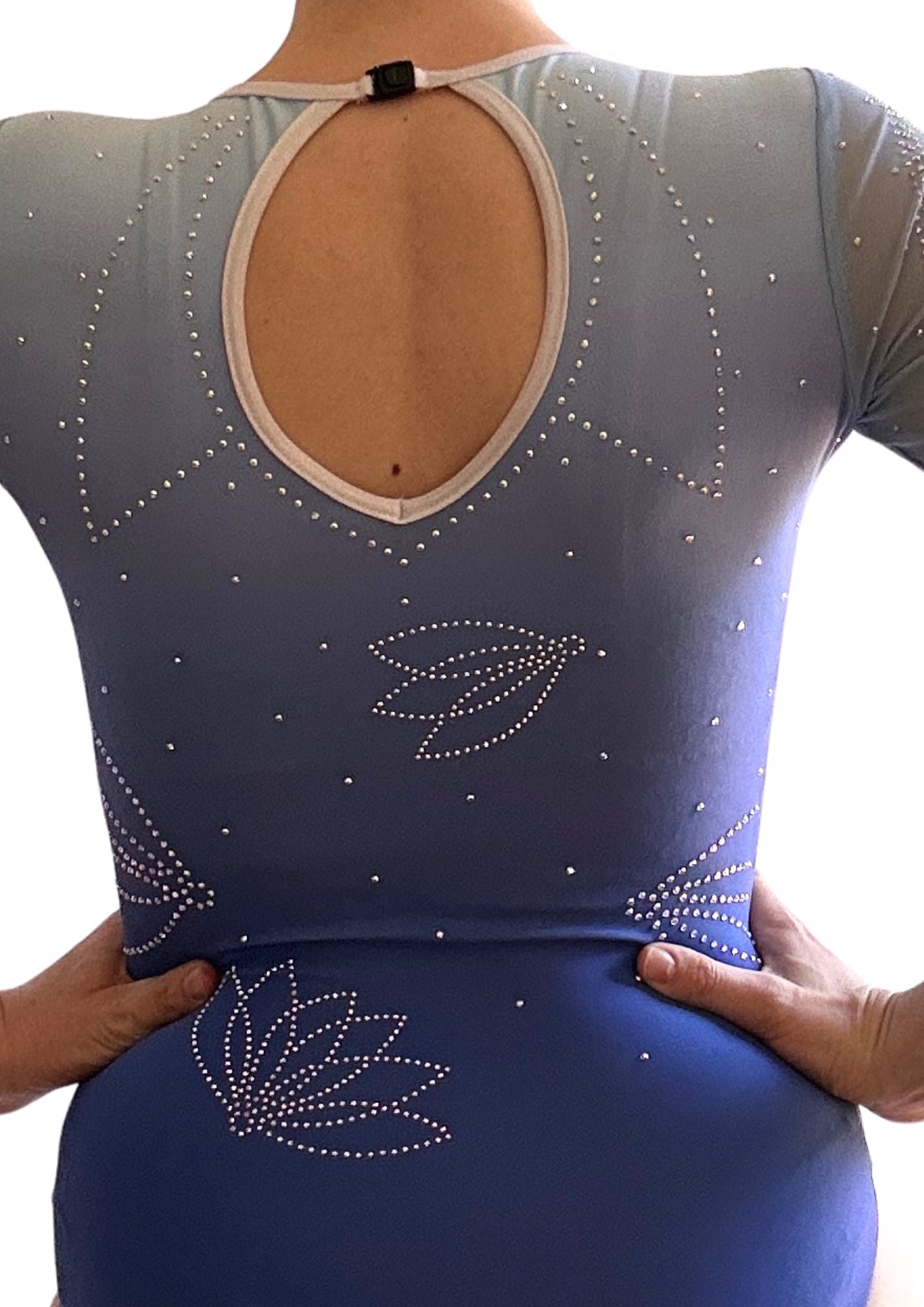 Gymnastics leotard with long sleeves and gradient design perfect for girl doing competitive gymnastic