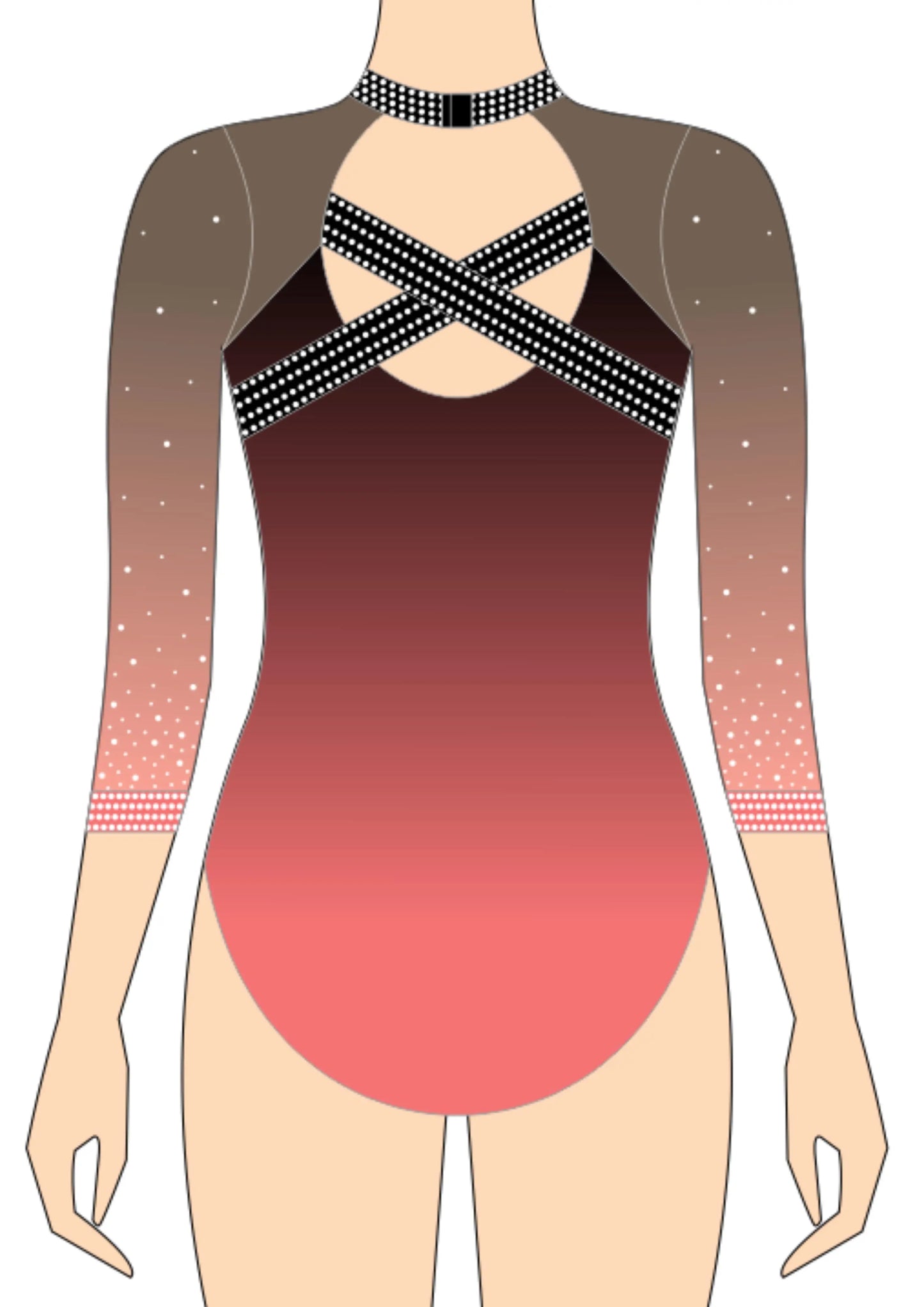 custom leotard, red leotard, white leotard, long sleeve leotard, rhinestones