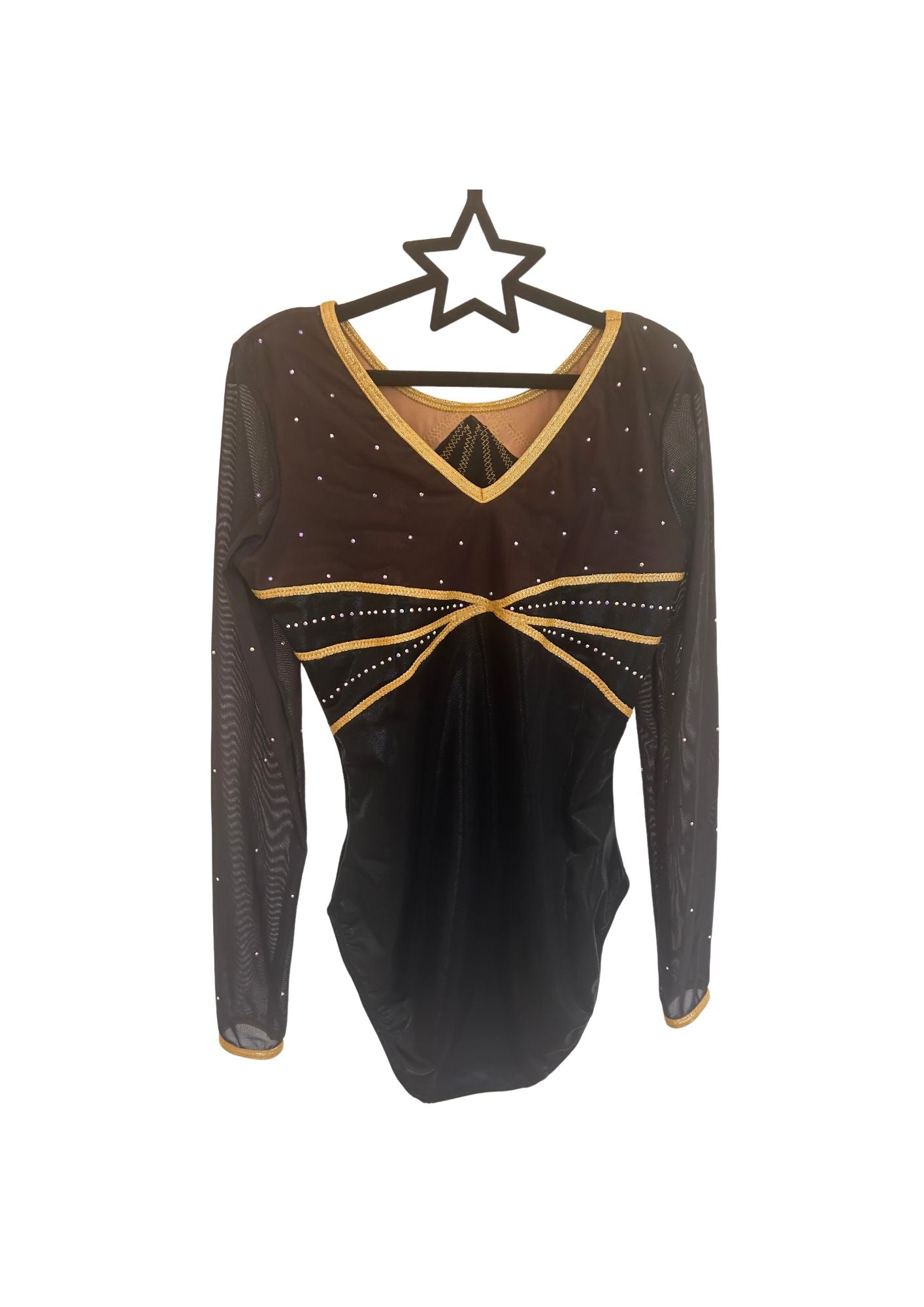 black & gold leotard for gymnastics competitions and training, shiny, cheap, gymnast