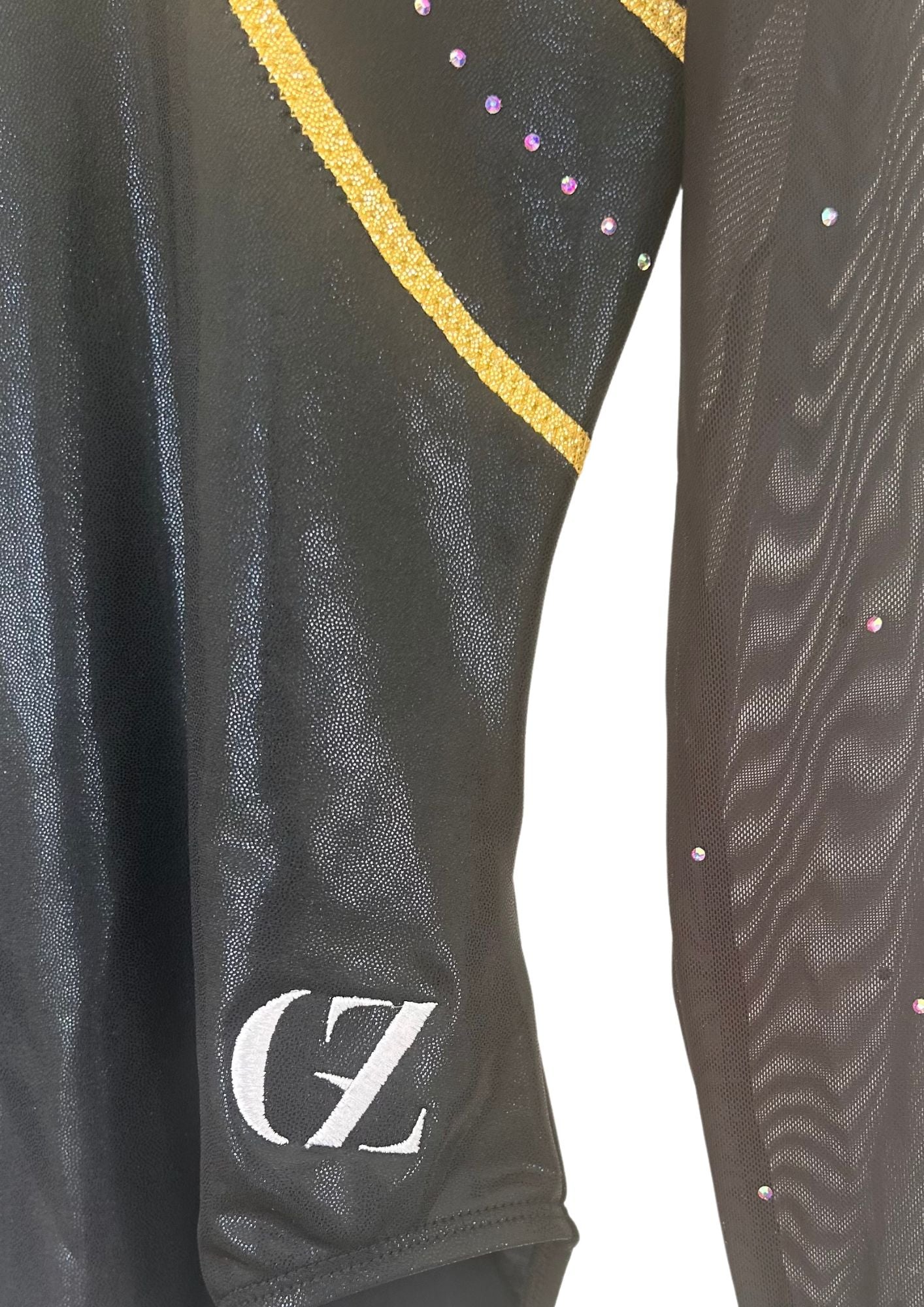 black & gold leotard for gymnastics competitions and training, shiny, cheap, gymnast