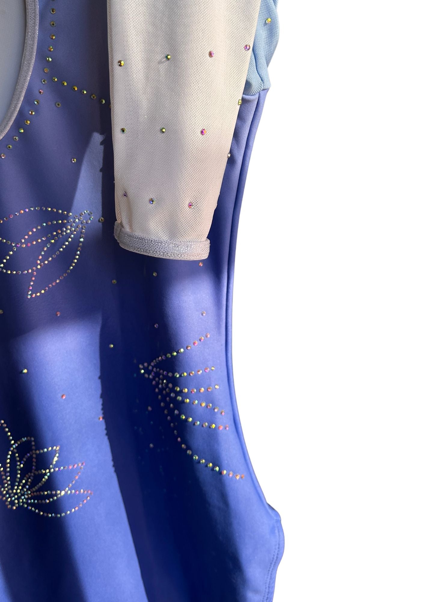 Gymnastics leotard with long sleeves and gradient design perfect for girl doing competitive gymnastic