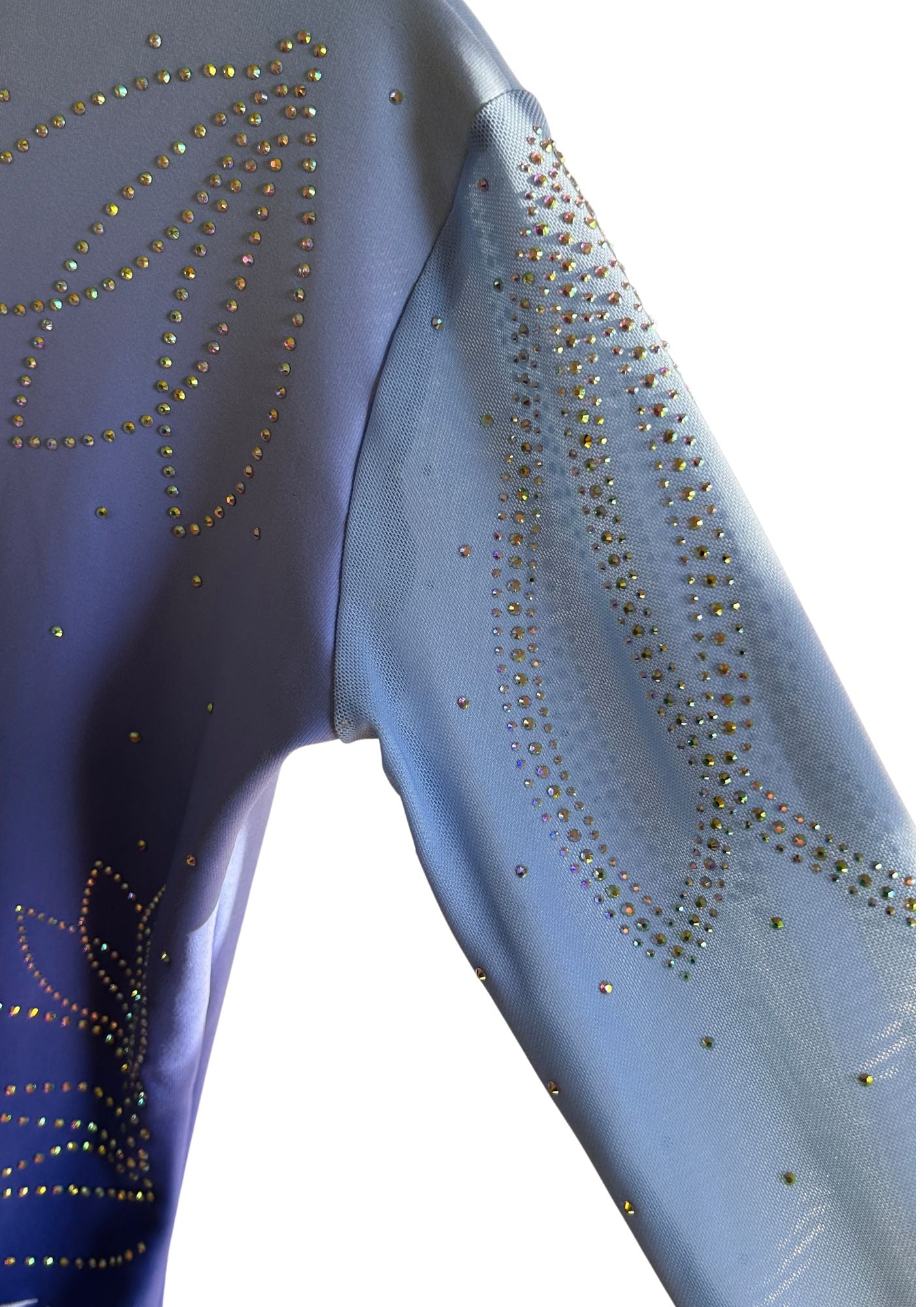 Gymnastics leotard with long sleeves and gradient design perfect for girl doing competitive gymnastic