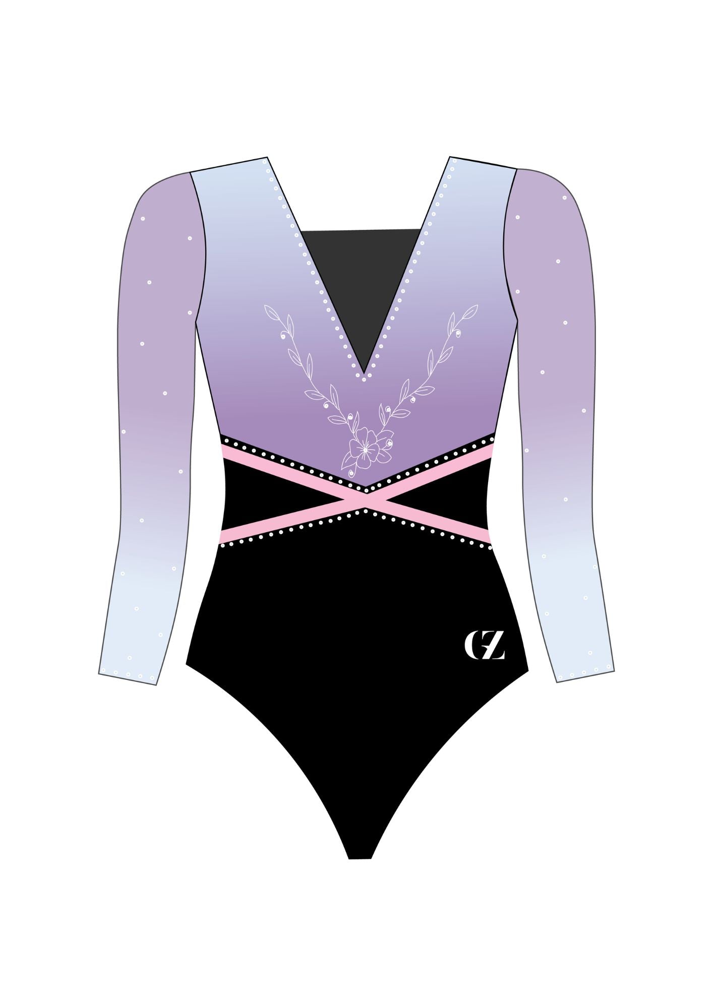 custom leotard, pink leotard, long sleeve leotard,  sparkle leotard