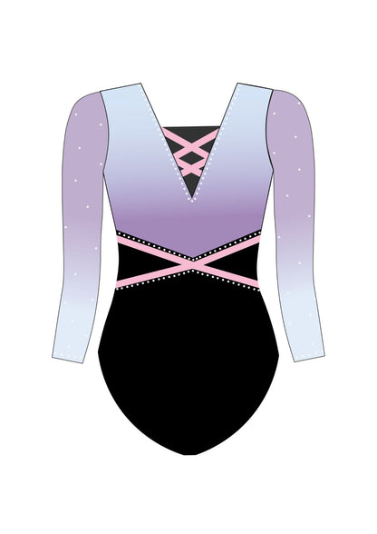 custom leotard, pink leotard, long sleeve leotard, sparkle leotard