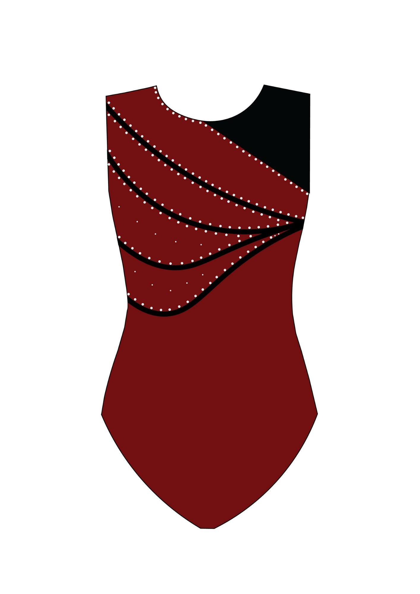 custom leotard, red leotard, nina, rhinestones, shiny leotard, sleeveless leotard