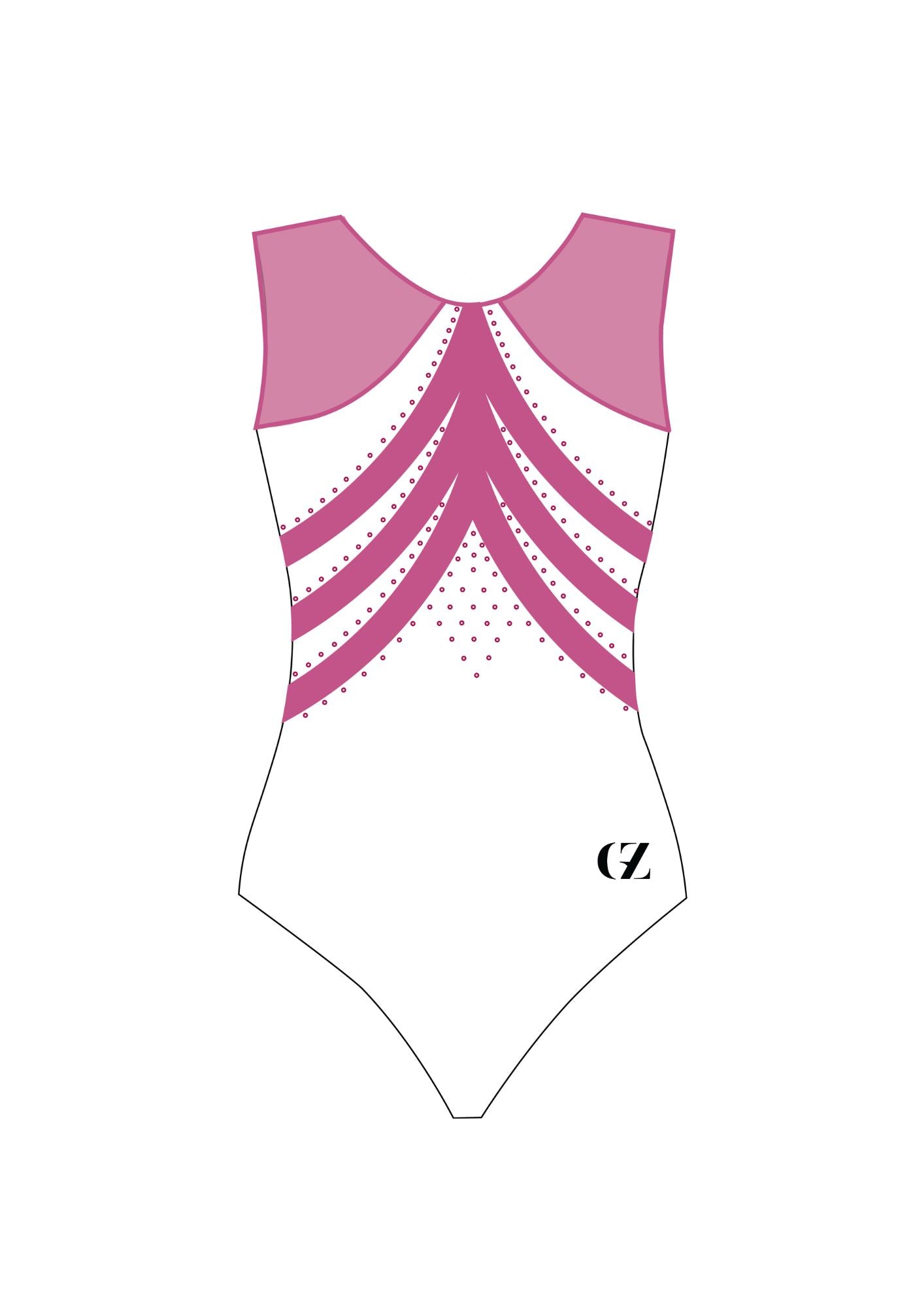 custom leotard, pink leotard, hermione, rhinestones, shiny leotard, sleeveless leotard