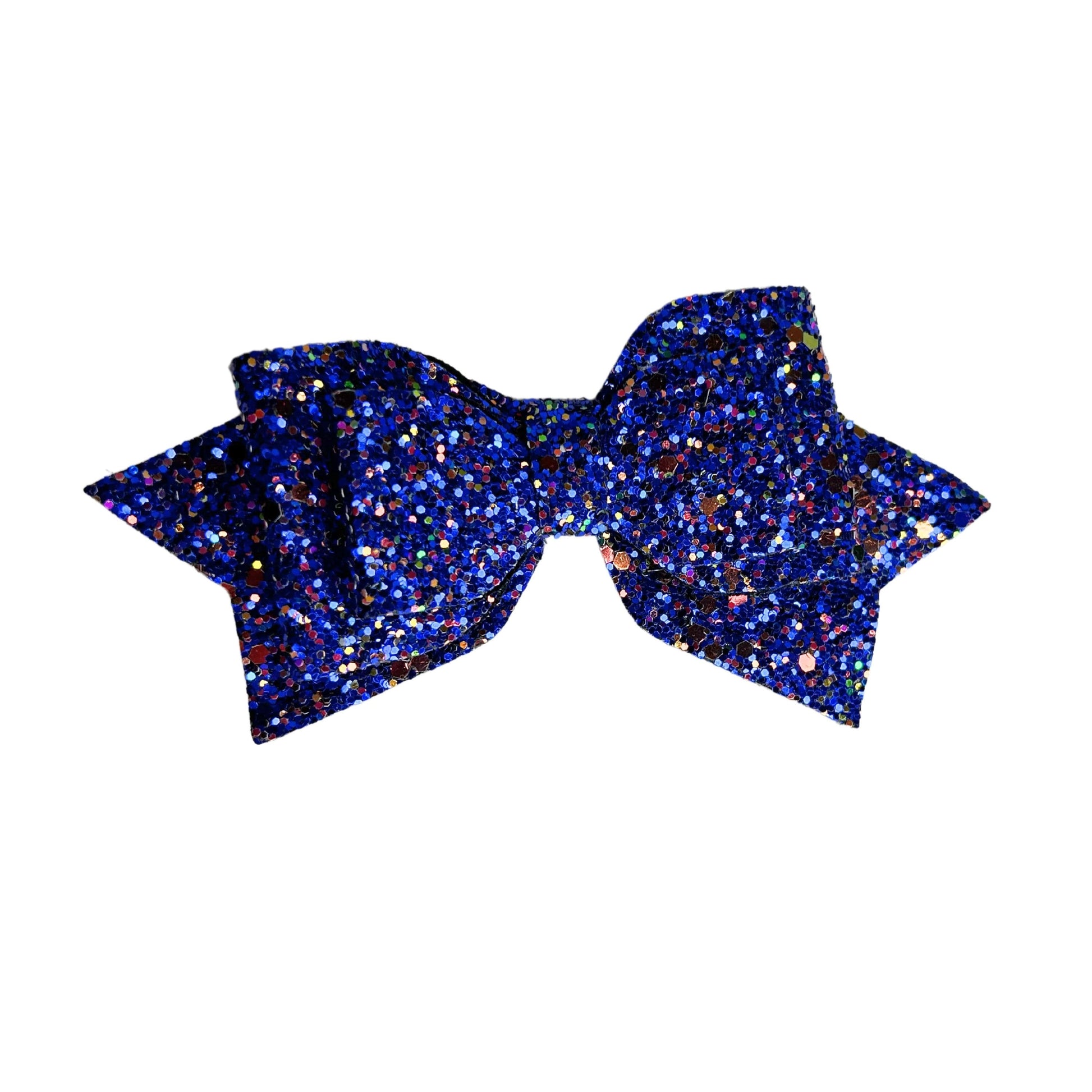 gymnastics bows, blue bows, shiny bows