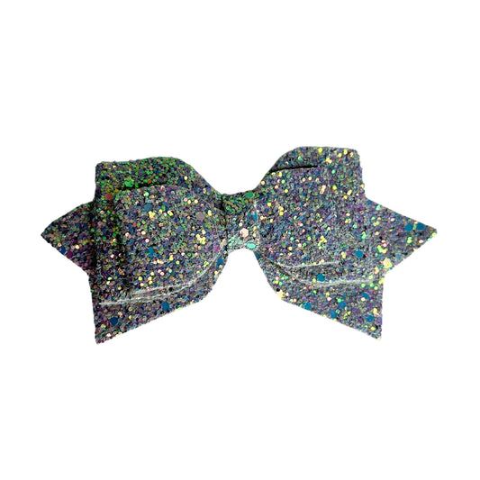 gymnastics bows, green bows, shiny bows