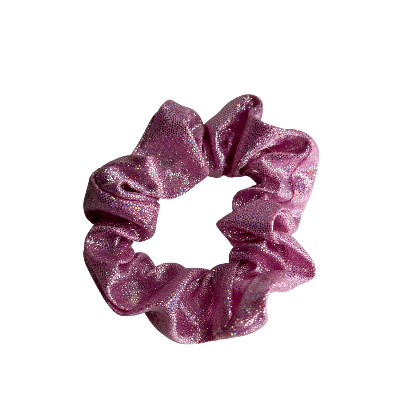 gymnastics scrunchie, pink scrunchie, shiny scrunchie