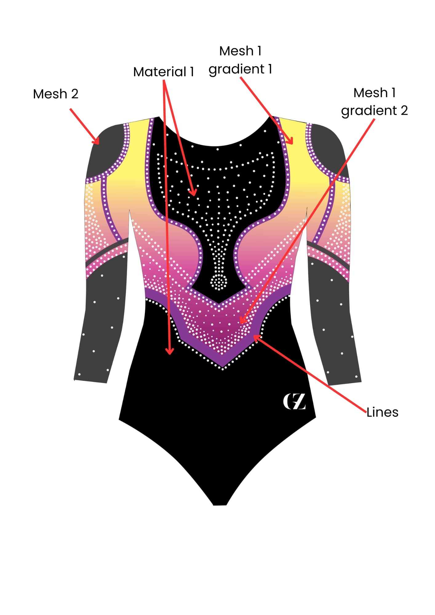 gymnastics attire, custom leotard, purple leotard, long sleeve leotard