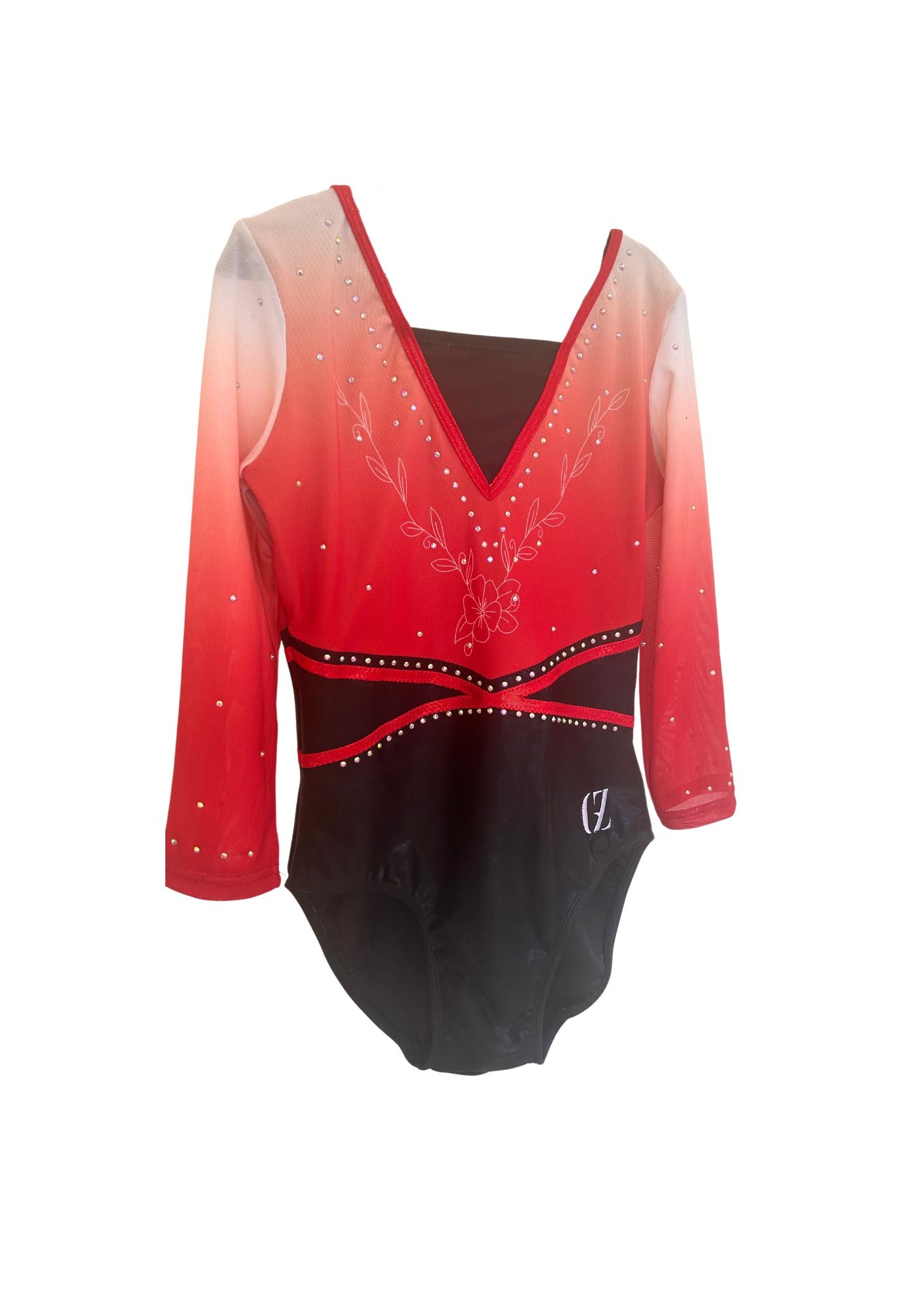 Red gymnastics leotard for girl, cheap, comfortable, shiny
