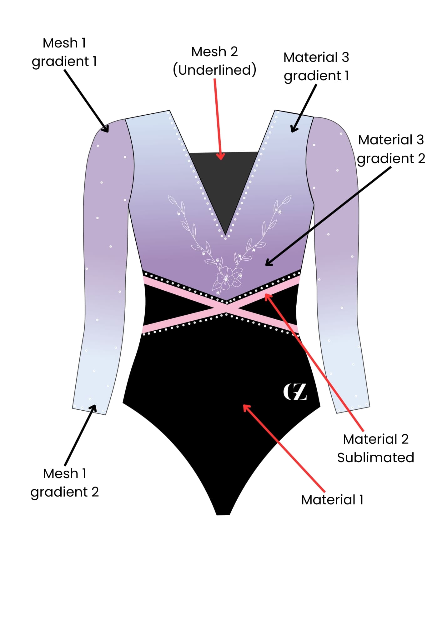 custom leotard, pink leotard, long sleeve leotard, sparkle leotard