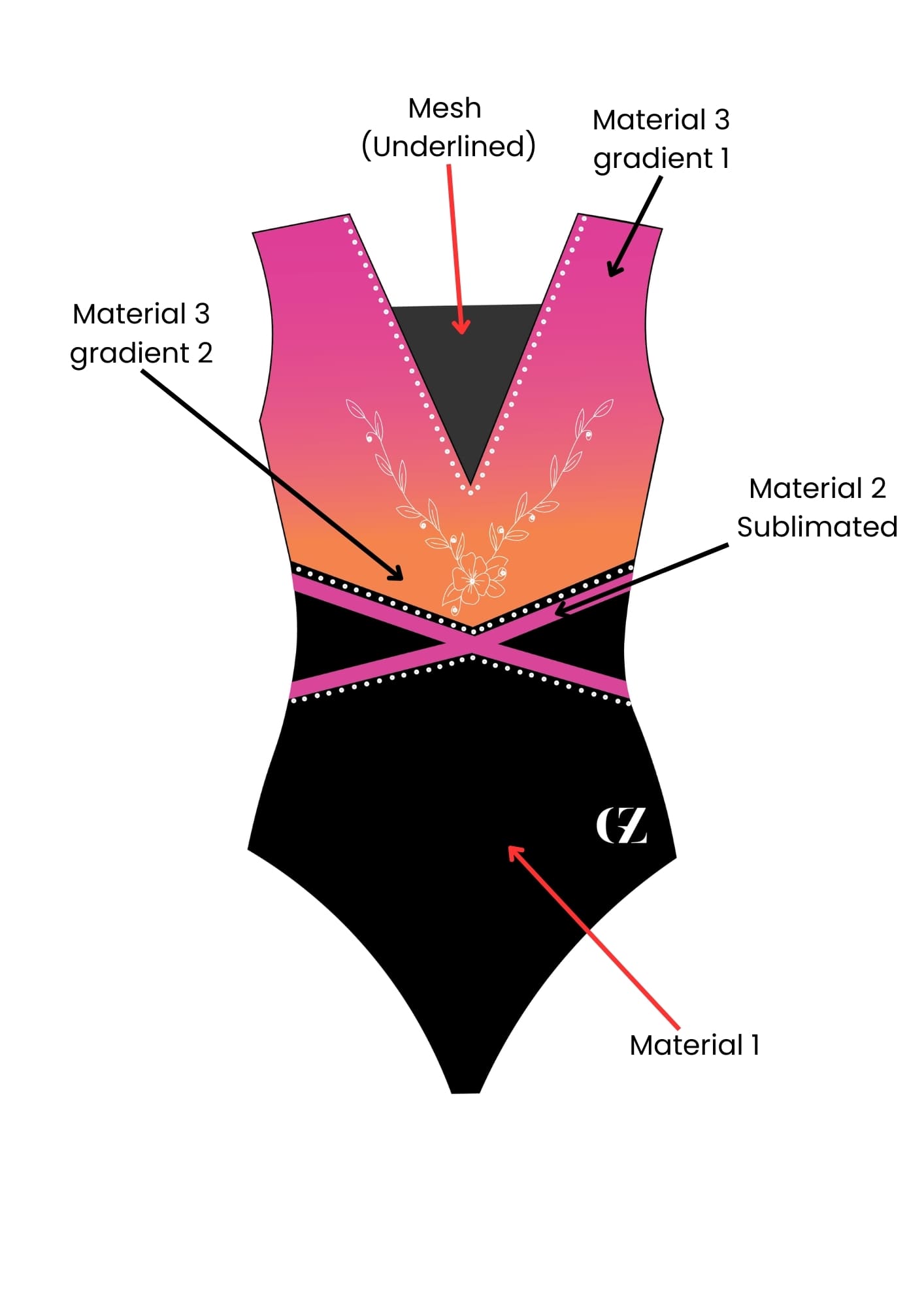 custom leotard, pink leotard, sleeveless leotard, shiny leotard