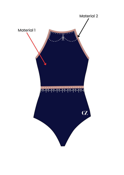 custom leotard, competition leotard, sleeveless leotard, blue leotard