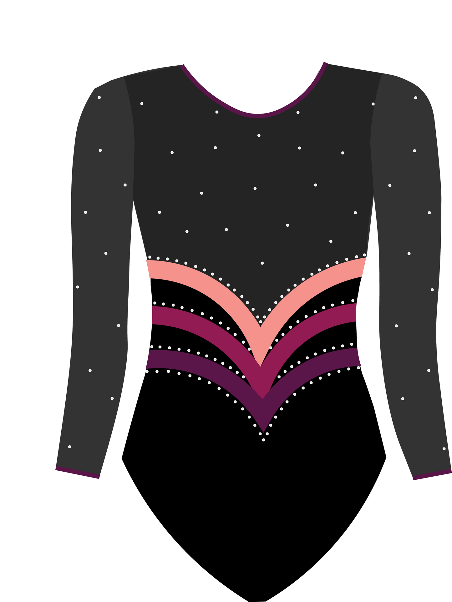 custom leotard, purple leotard, hermione, rhinestones, shiny leotard, long sleeve leotard