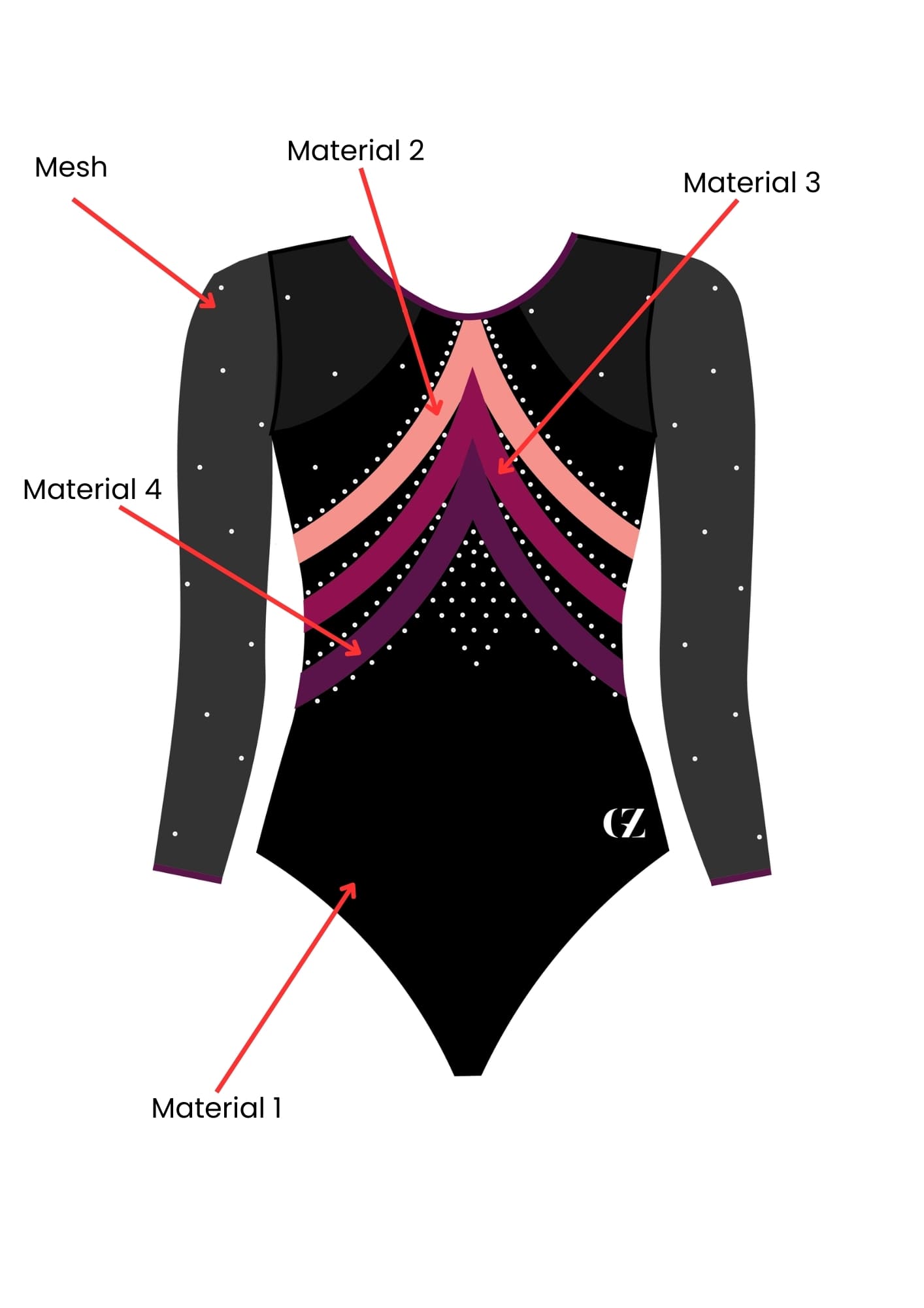 custom leotard, purple leotard, hermione, rhinestones, shiny leotard, long sleeve leotard