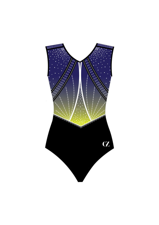 gymnastics leotard for girl, blue and green gradient, perfect for gymnasts in trainings and competitions