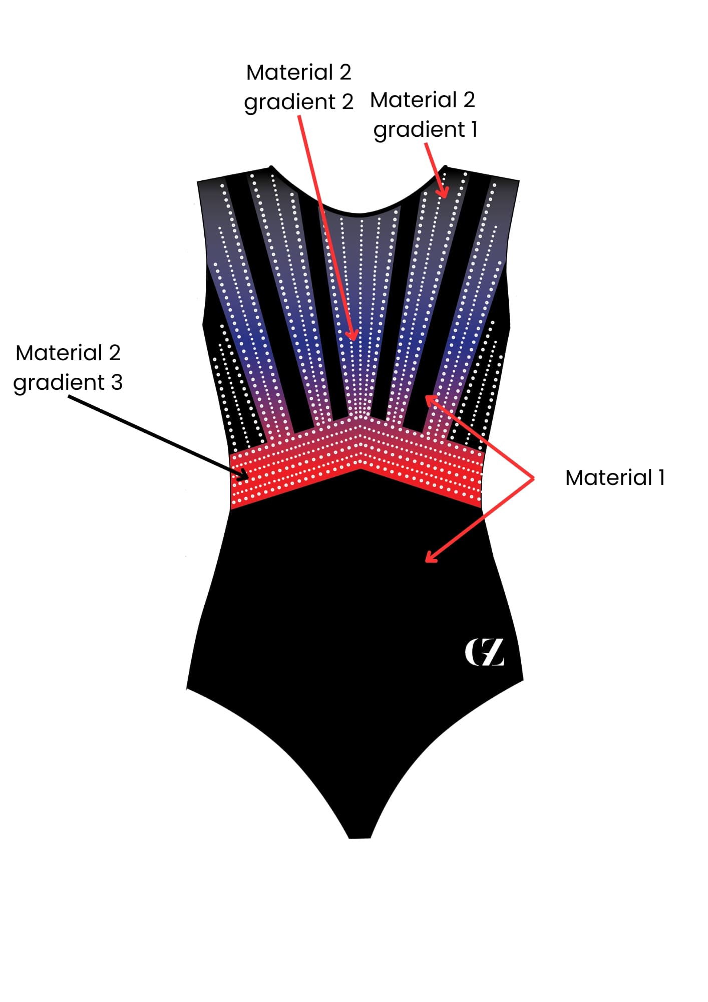 custom leotard, competition leotard, black leotard, red leotard, sleeveless leotard, rhinestones, shiny leotard