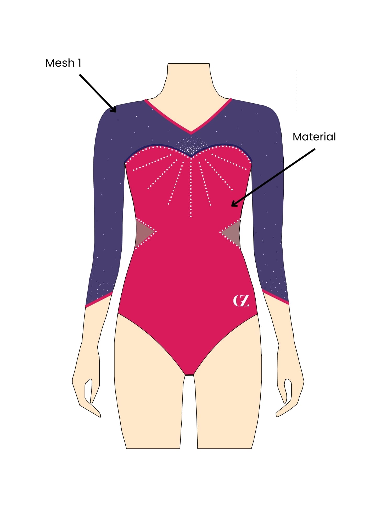 custom leotard, red leotard, purple leotard, competition leotard, long sleeve leotard, shiny leotard, rhinestones