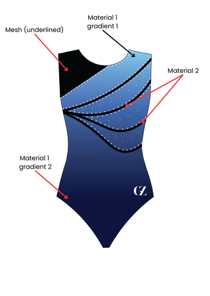 custom leotard, blue leotard, nina, rhinestones, shiny leotard, sleeveless leotard