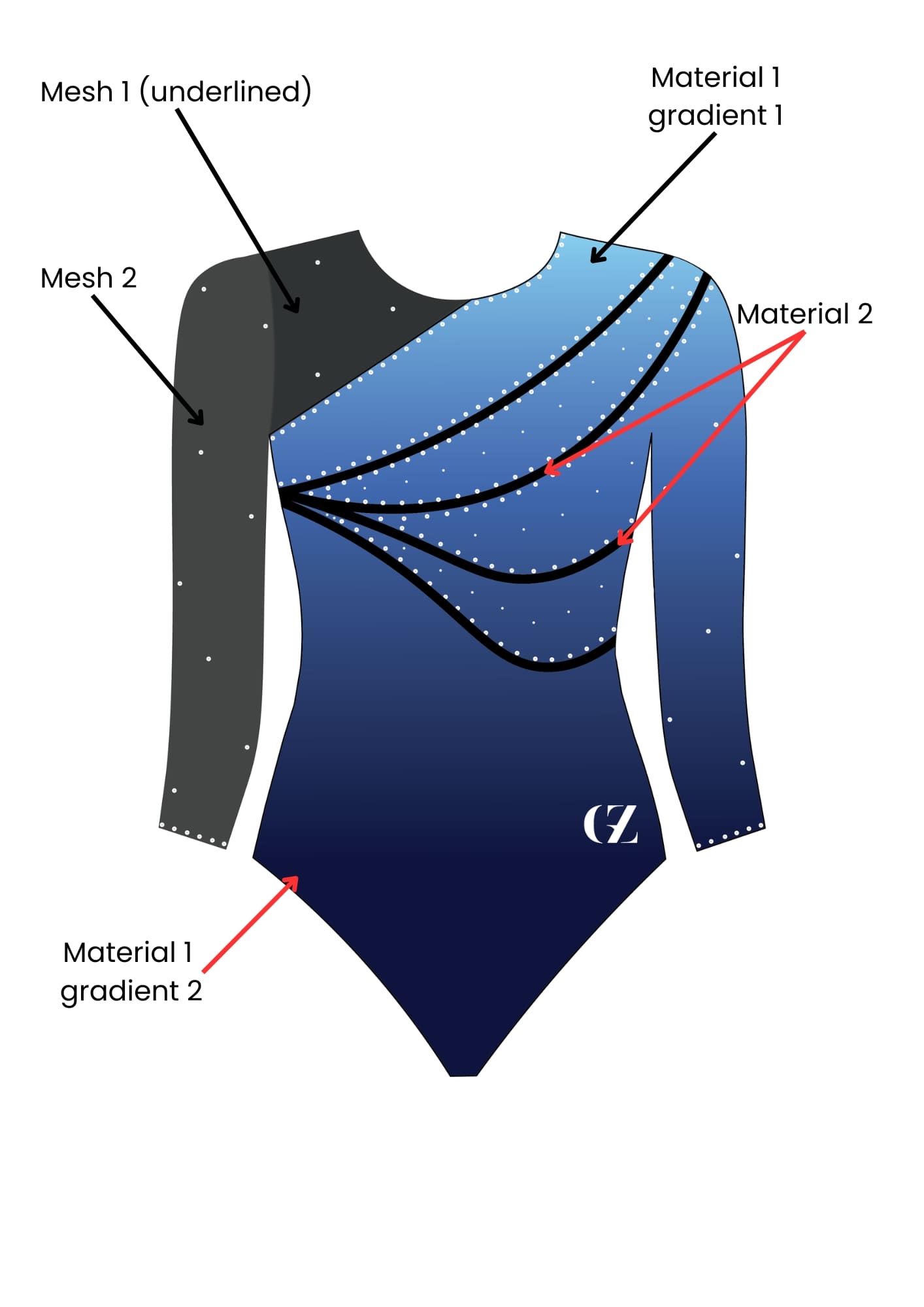 custom leotard, blue leotard, nina, rhinestones, shiny leotard, long sleeve leotard