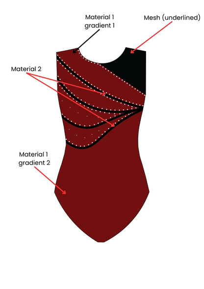 custom leotard, red leotard, nina, rhinestones, shiny leotard, sleeveless leotard