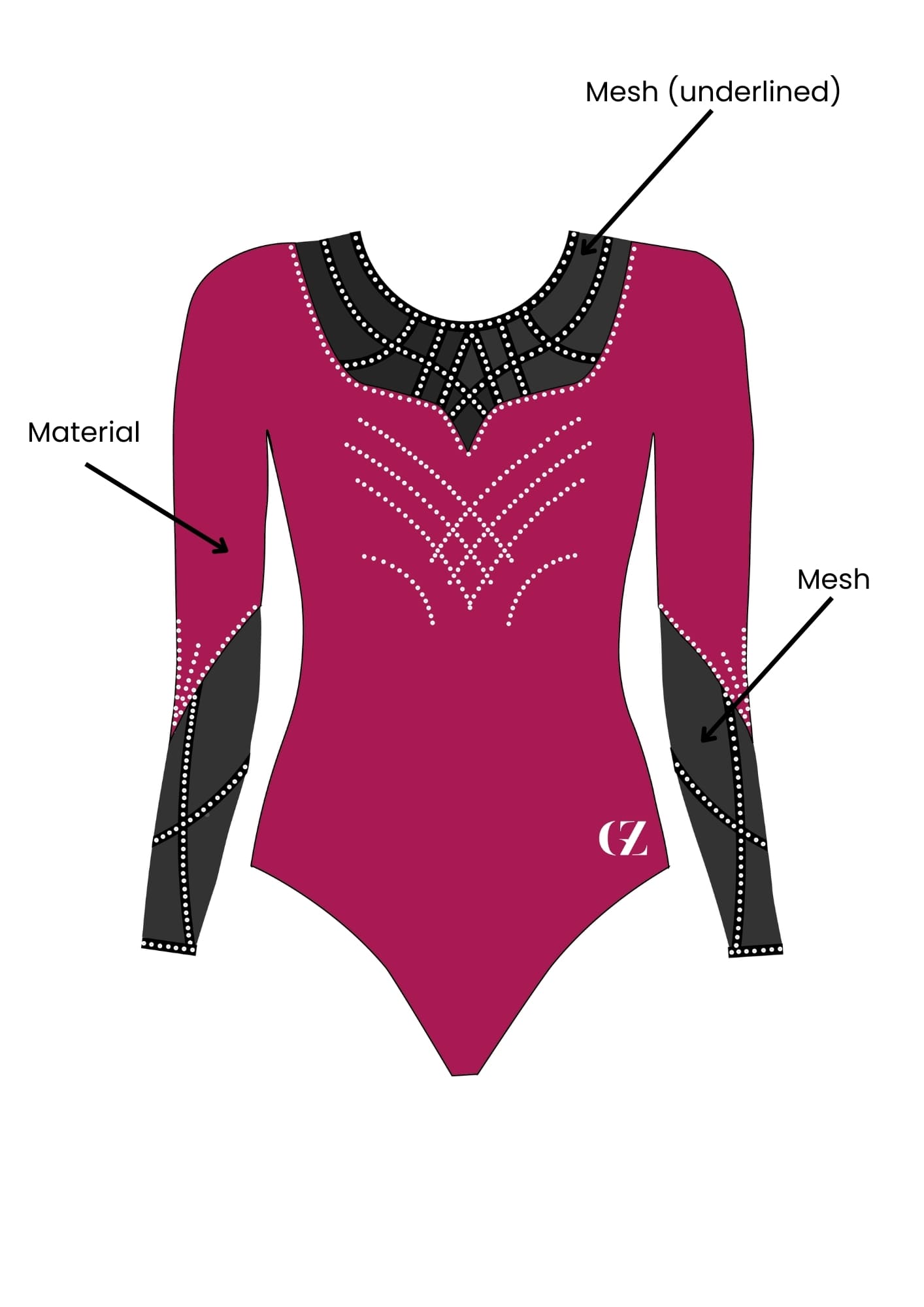 custom leotard, pink leotard, sabrina, rhinestones, shiny leotard, long sleeve leotard