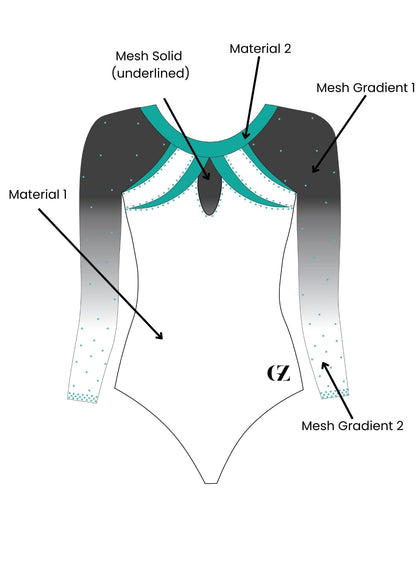 custom leotard, white leotard, blue leotard, speranza, rhinestones, shiny leotard, long sleeve leotard