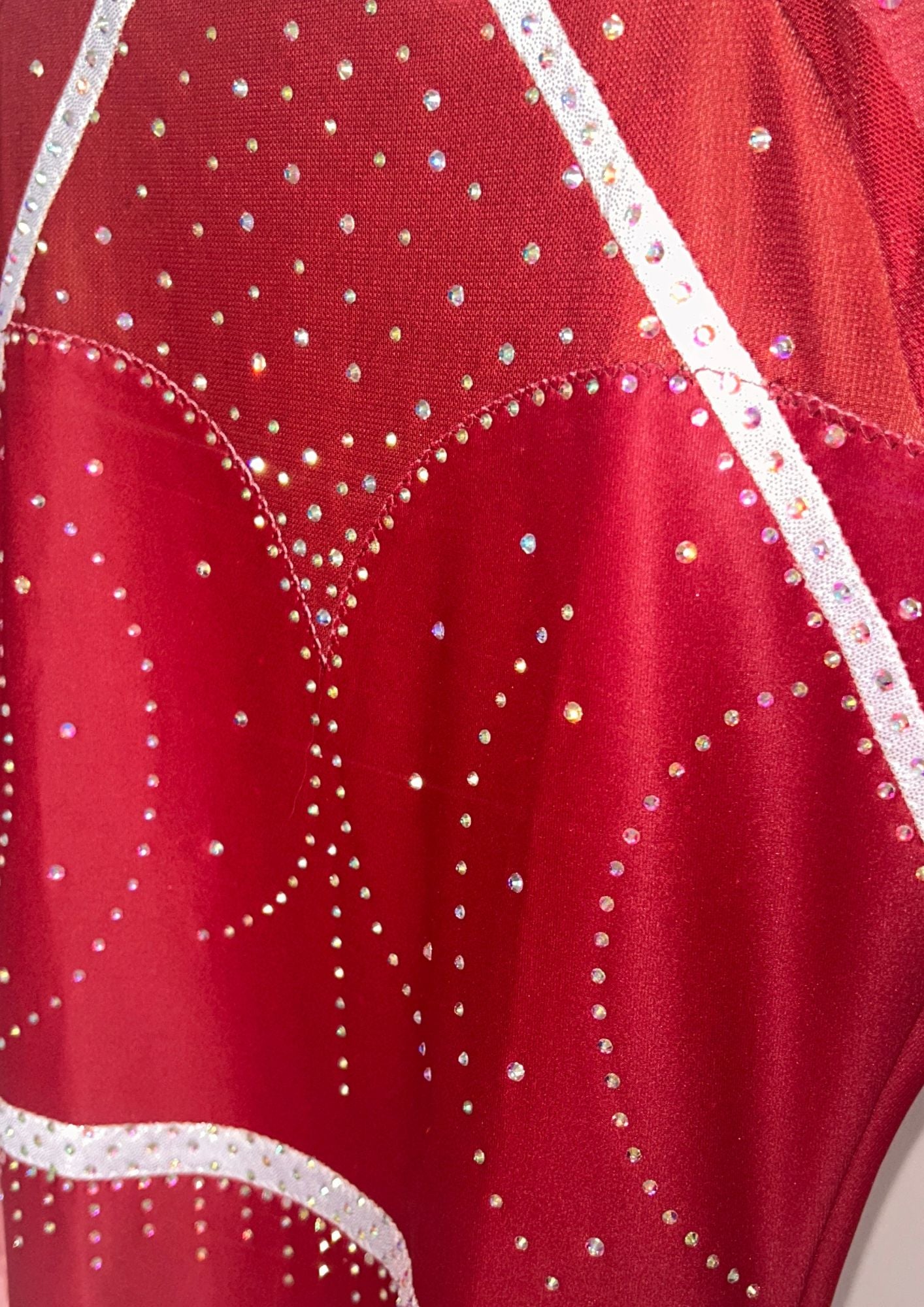 red leotard for gymnastics competition